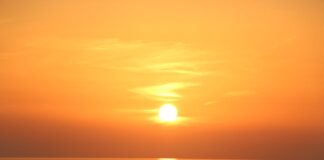 Beautiful orange sunset over the Ligurian Sea in Italy, highlighting serene ocean scenery.